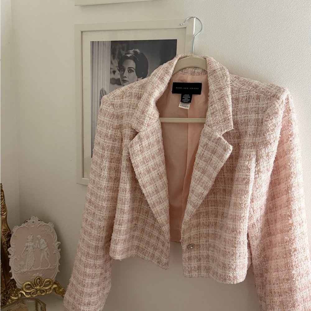 Pink Tweed Cropped Blazer